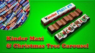 🍭Opening a Kinder Maxi candy! 🍭Decorating with Christmas Tree Carousel candy sprinkles! ASMR sounds!