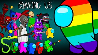 어몽어스 VS 좀비 애니메이션 Giant Rainbow Among Us VS Zombie (Bonnie, Granny, Baldi, Huggy Kissy)