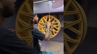 Gold and Chrome 😎 #fyp #fypシ #viral #satisfying #powdercoat #powdercoating #gold #wheels
