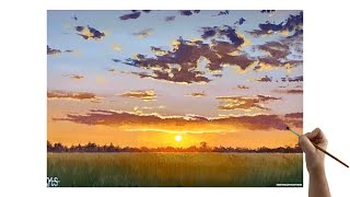 Easy Sunset painting acrylic / Sunset painting acrylic tutorial /How to paint a sunset for beginners