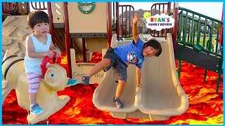 The Floor is Lava Kids Pretend Play at the Playground with Ryan's Family Review!!