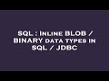 SQL : Inline BLOB / BINARY data types in SQL / JDBC
