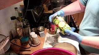 Kosher Dill Canning/ We had a jar break in the pot.