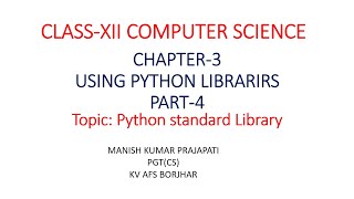 USING PYTHON LIBRARIES (PART-4)