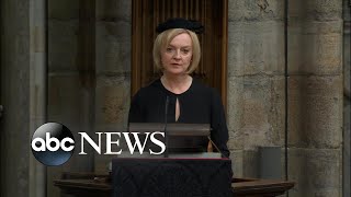 British Prime Minister Liz Truss' reading at the funeral of Queen Elizabeth II | ABC News