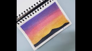 How To Draw A Scenery Of Sunset Step By Step With Oil Pastel
