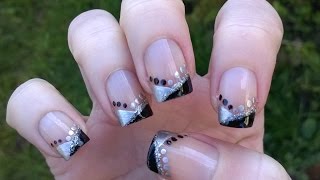 Easy Nail Art Designs For Holidays: Elegant PARTY & NEW YEAR'S EVE Chevron FRENCH MANICURE Design