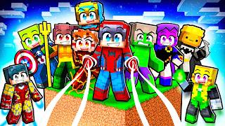 10 FRIENDS on One SUPERHERO BLOCK in Minecraft!