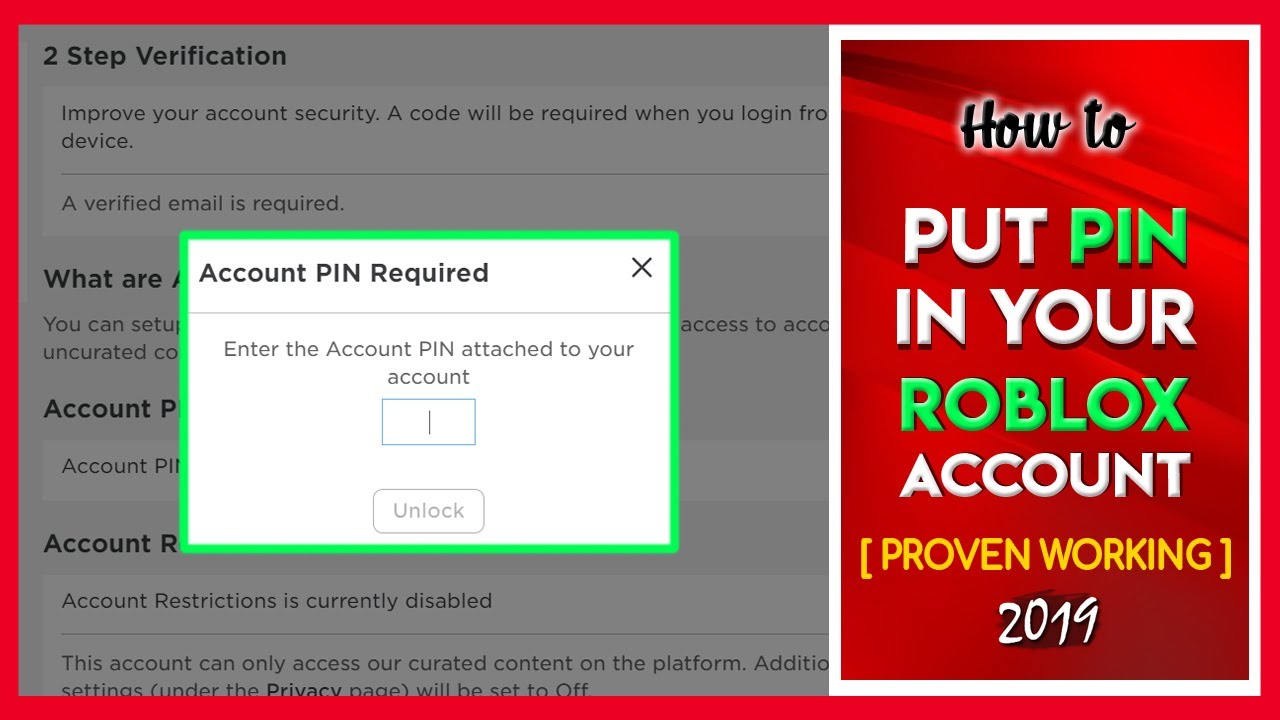 How To Put Pin In Your Roblox Account 2019 | How To Secure Your Roblox ...