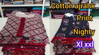 cotton ajrahk print nighty / order whatsapp 7034441968