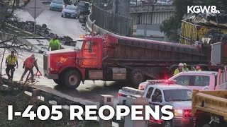 I-405 reopens after overturned metal recycling truck shut down lanes