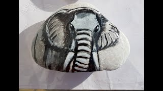 نـقـاشـی بـرروی سـنـگ 🕳️🎨 فــیــل 🐘 Elephant