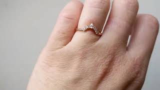 Real Diamond Band 14K Gold | Curved Wedding Band | Cluster Diamond Ring | Matching Stacking Ring