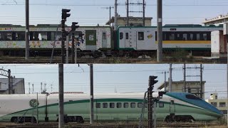 とれいゆつばさと快速湯けむりの3両編成が新庄到着！！　E3系700番台R18山ｶﾀ,キハ110-245+キハ112-3+111-3仙ｺｺ