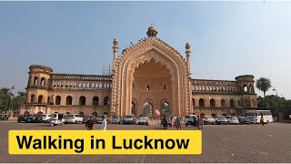 Walking in Lucknow | Virtual Walking Tour of Rumi Darwaza, Husainabad Clock Tower,  Husainabad Road