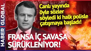 Macron'a Trenli Raylı Ölüm Tehdidi! Canlı Yayında Söylediği Sözler Halkı Polisle Çatıştırdı!