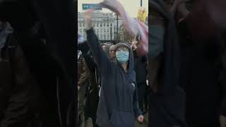 UKIP counterprotesters rip up Union flag during rally in Manchester