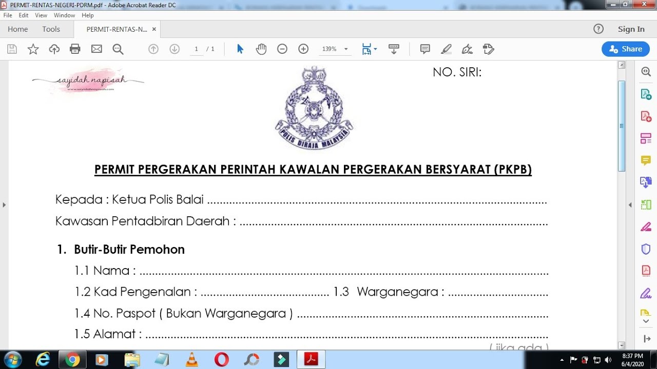 Borang Online Pdrm 2020 - Boranglesen