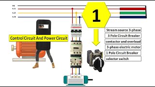 1 // Circuit for starting a 3-phase motor with a selector switch