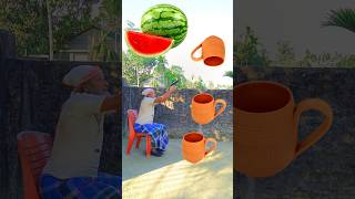 Rounding clay cups to Grapes, Mango, lichi \u0026 Watermelon - Fruits names magic video