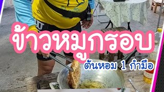 ข้าวหมูกรอบ ต้นหอม 1 กำมือ