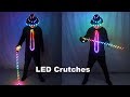 LED Costume Light Up Belly Dancing Flashing White Canes Women Men Jazz Dance