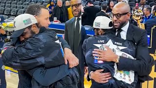 Kyrie Irving's Reaction When Curry \u0026 Iguodala Surprised \u0026 Invited Him to Andre’s Jersey Retirement