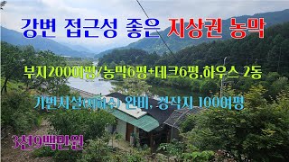 [평창부동산] IC 20분 접근성 좋은 강변에 위치한 지상물 농막... 부지200여평/농막6평(데크 별도) , 조용하고 환경 좋은 평창농막, 평창강변농막  [평창공인중개사]