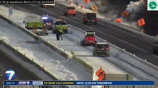 WATCH: Traffic cameras capture driver following ODOT crews plowing closed lane on I-75 | WHIO-TV
