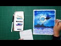 《基礎油畫棒教學49》 日食月食 飛鳥 星空 風景畫 粉蠟筆 油粉彩oil pastel basic teaching 49 drawing learning