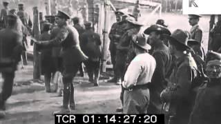 British officers herding prisoners of war during WWI, Archive Footage