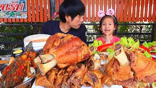 หมูกรอบส้มตำแกงส้มปลาช่อนนาแซ่บคักอีหลีครับพี่น้องMUKBANG EATING SHOW/โก้อีสานพาแดก