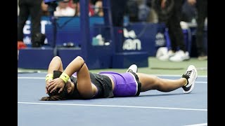 Bianca Andreescu Match Point and Celebration Winning the 2019 US Open Championship
