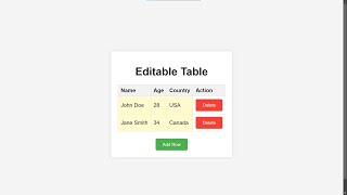 Editable Table Using HTML, CSS and JavaScript with Source Code