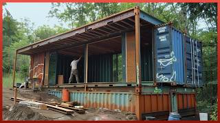 Man Builds Amazing DIY Container Home with a Rooftop Terrace  | Low-Cost Housing