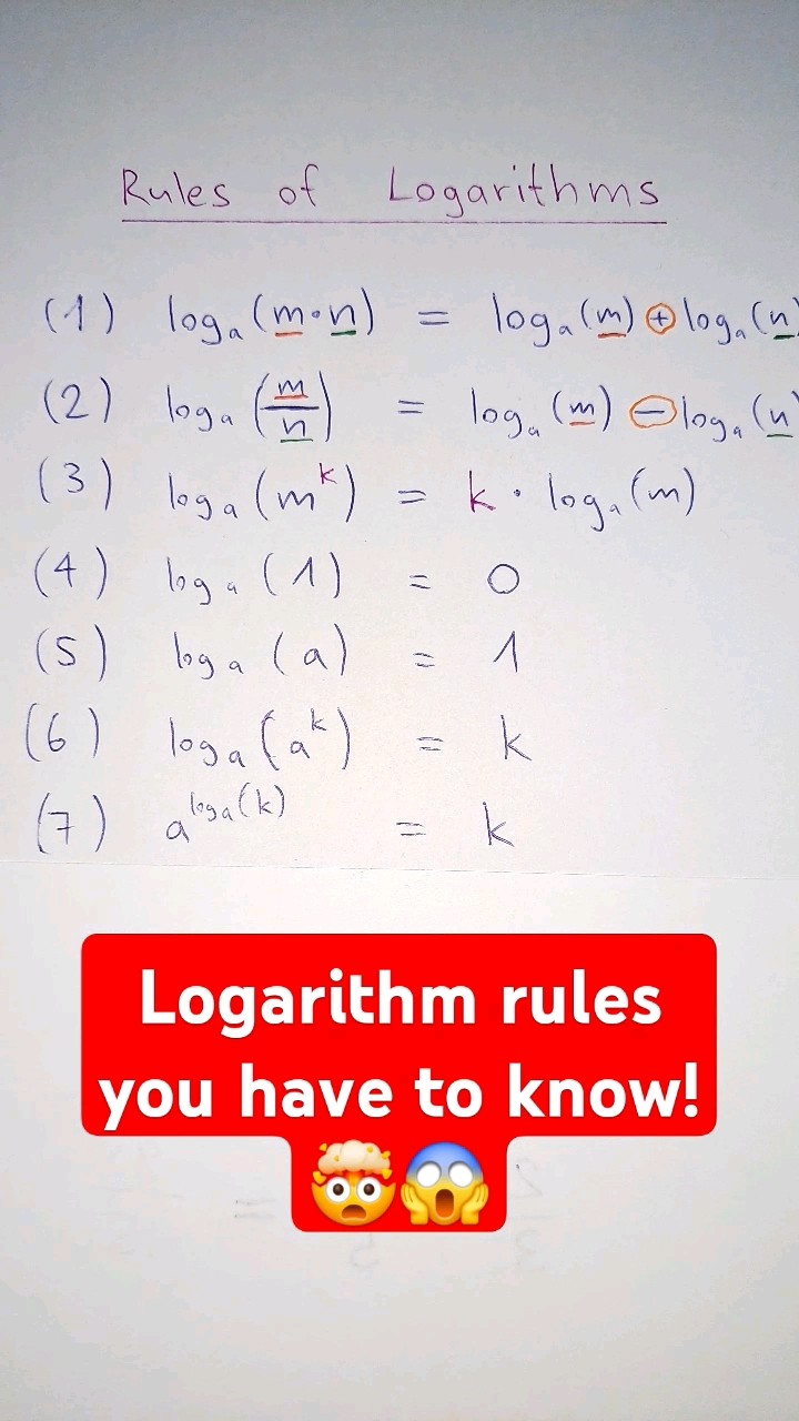 Logarithm Rules You Need To Know!🤯😱| MathOwl🦉 #maths #education # ...