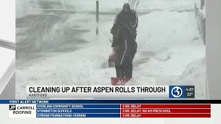 Cleaning up after Winter Storm Aspen rolls through Hartford