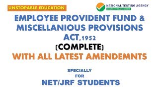 (COMPLETE) EMPLOYEES' PROVIDENT FUND AND M.P. ACT,1952 |  हिंदी में  | LABOUR LAWS PAPER-2 |