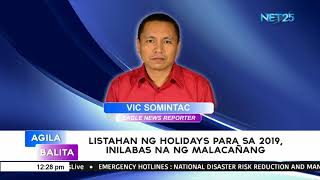 List of regular holidays, special non-working holidays in 2019