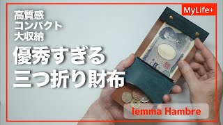 【Review】lemma Hambre （レンマ  アンブレ）／ コンパクトさと収納力、質感の高さと低価格を実現した三つ折り財布　キャッシュレス化過渡期のあなたにおすすめ！