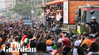 Ecstatic Ivory Coast fans celebrate with team during Afcon victory parade