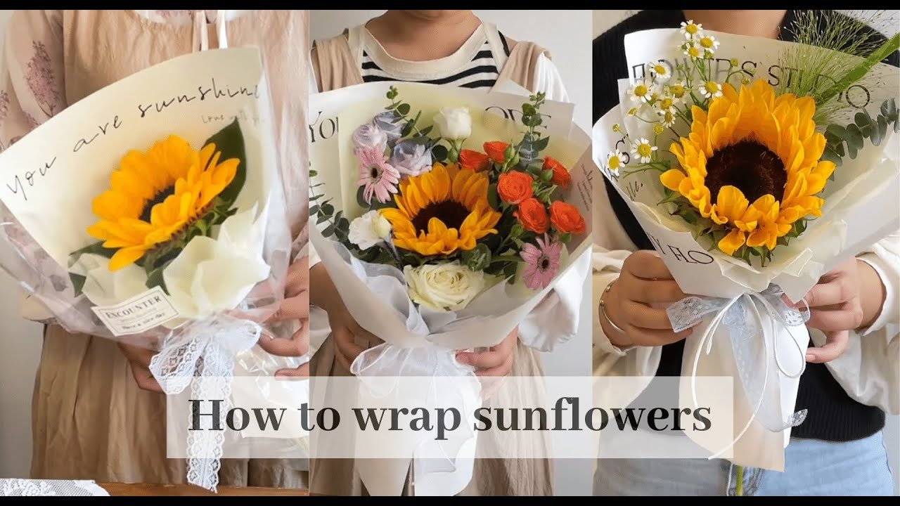 Sunflowers Flower Bouquet Wrapping Tutorials 34 Flower Bouquet