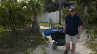 My Beach Cart® has big balloon tires that easily glides over soft sand.