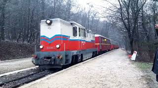 Trainspotting at the childrenrailway in the winter