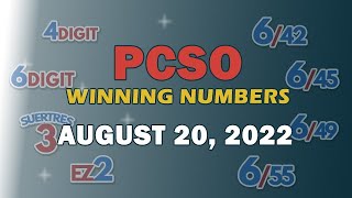 P85M Jackpot Grand Lotto 6/55, EZ2, Suertres, 6Digit, and Lotto 6/42 | August 20, 2022