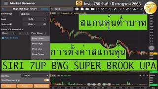 สแกนหุ้นต่ำบาท ตั้งค่าสแกนหุ้น SIRI 7UP BWG SUPER BROOK UPA โดย inves789 วันนี้ 18 กรกฎาคม 2565