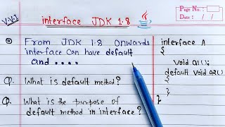 Interface JDK 1.8 in Java | default method in interface(Java)