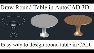 How to draw Round table in AutoCAD 3D #tutorial #roundtable #table #autocad3d #3dmodeling #cad