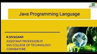 DT VIDEO|Java programming Language|SNS INSTITUTIONS