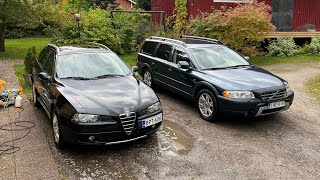 Volvo xc70 and Alfa Romeo Crosswagon in forest